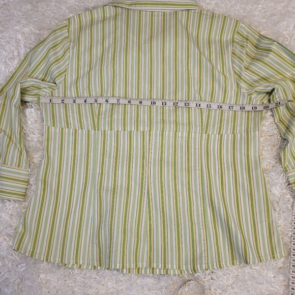 CATO Women's Button Blouse, Green & Yellow, Large - Picture 6 of 7